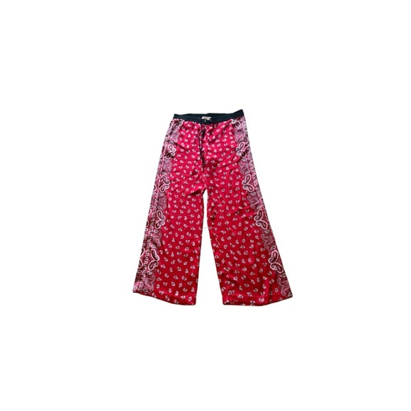 Michael Kors Size 8 bandana / paisley red wide leg pants boho,Peasant maximalist